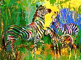 Leroy Neiman Famous Paintings - Zebra Family